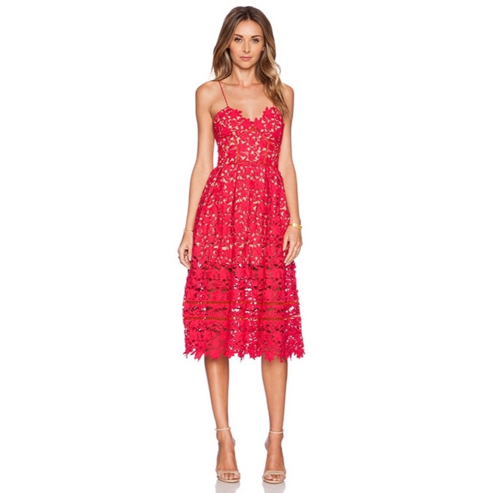 Self-portrait Azaelea Midi Dress in Red